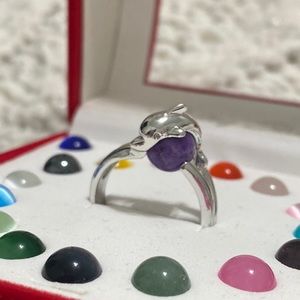 Sterling Silver Dolphin Ring with Interchangeable Beads, Size 9